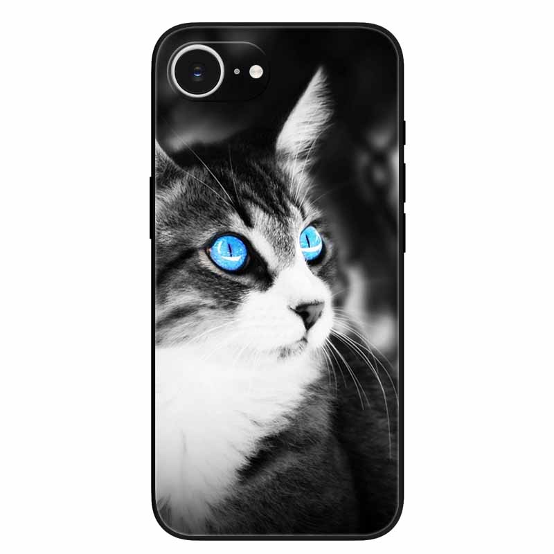 Schwarze Handyhülle Cover für Apple iPhone 16e Hüllen Gedruckte TPU Weiche Stoßfängerhülle für iPhone16e 16e 2025 Schutz Silikonhüllen