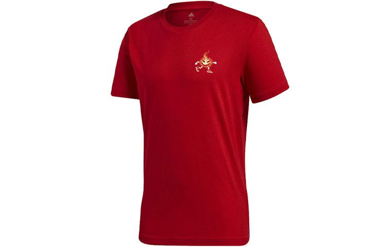 

Adidas T Shirts Men s Red Crew Neck Moderate Straight Fit FN1722 M