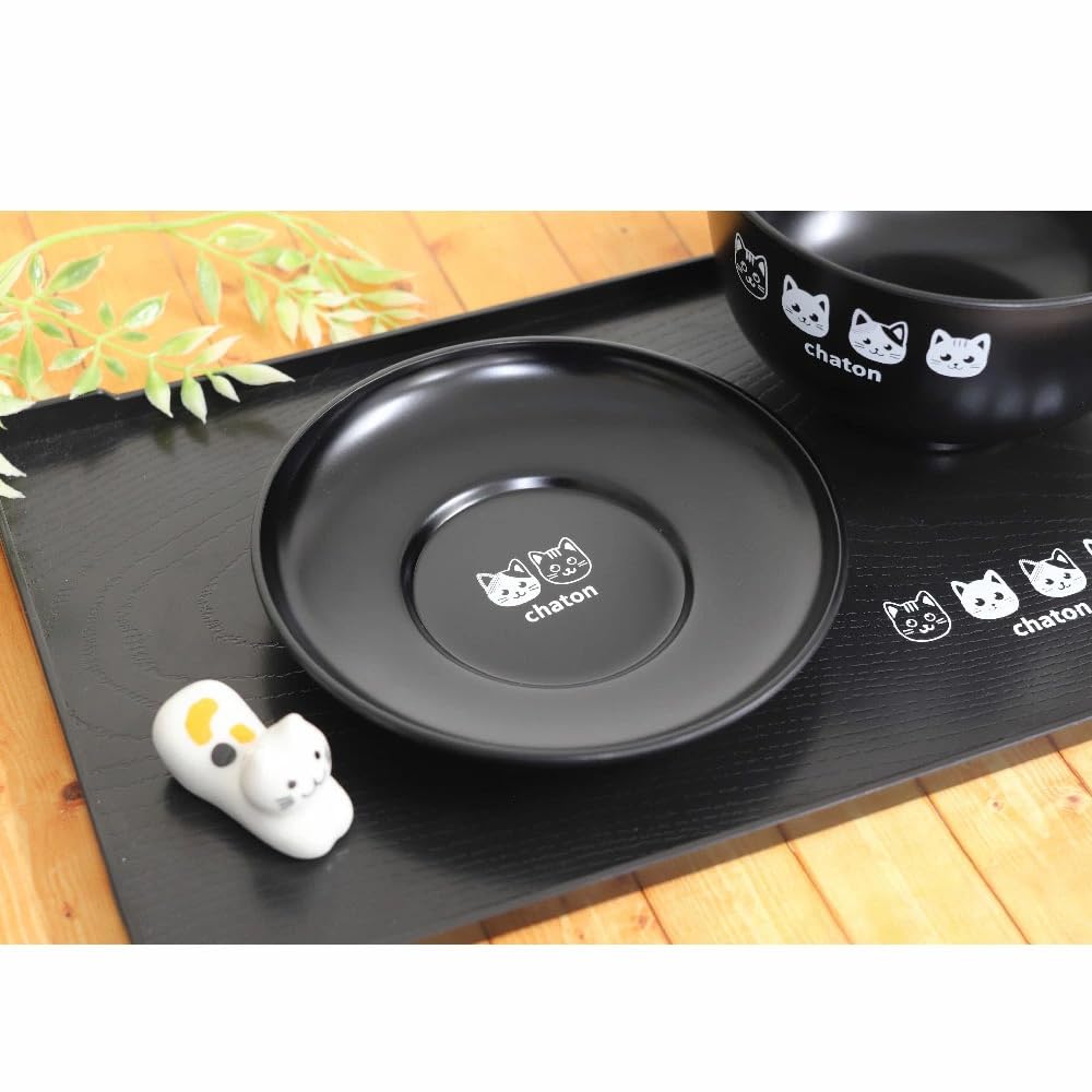 Tanaka Hashiten Chaton 12cm Tea Tray Coaster, Stylish, Washable, Plastic, Round, Cute, Cat-Patterned Coaster for Guests, Natural, Cat-Themed Decor,