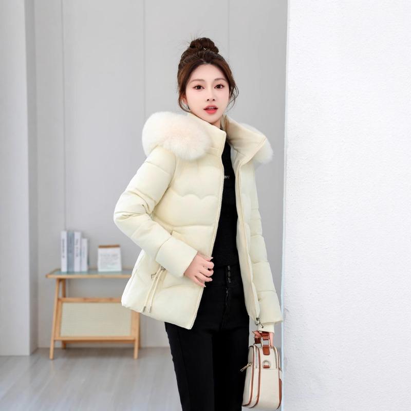 Winter New Cotton-padded Female Slim Women's Cotton-padded Short Fur-collared Cotton-padded Female Warm and Cold-resistant Cotton-padded Jacket