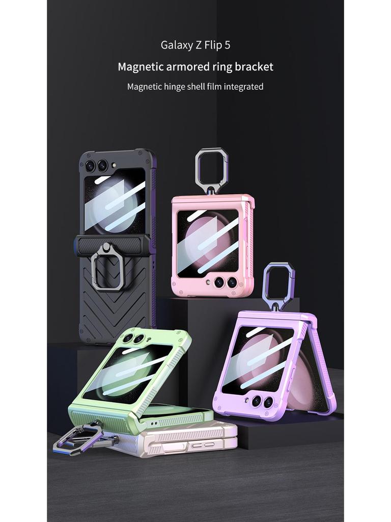 Samsung Flip5 Full Armor Hinge Case with Ring Holder