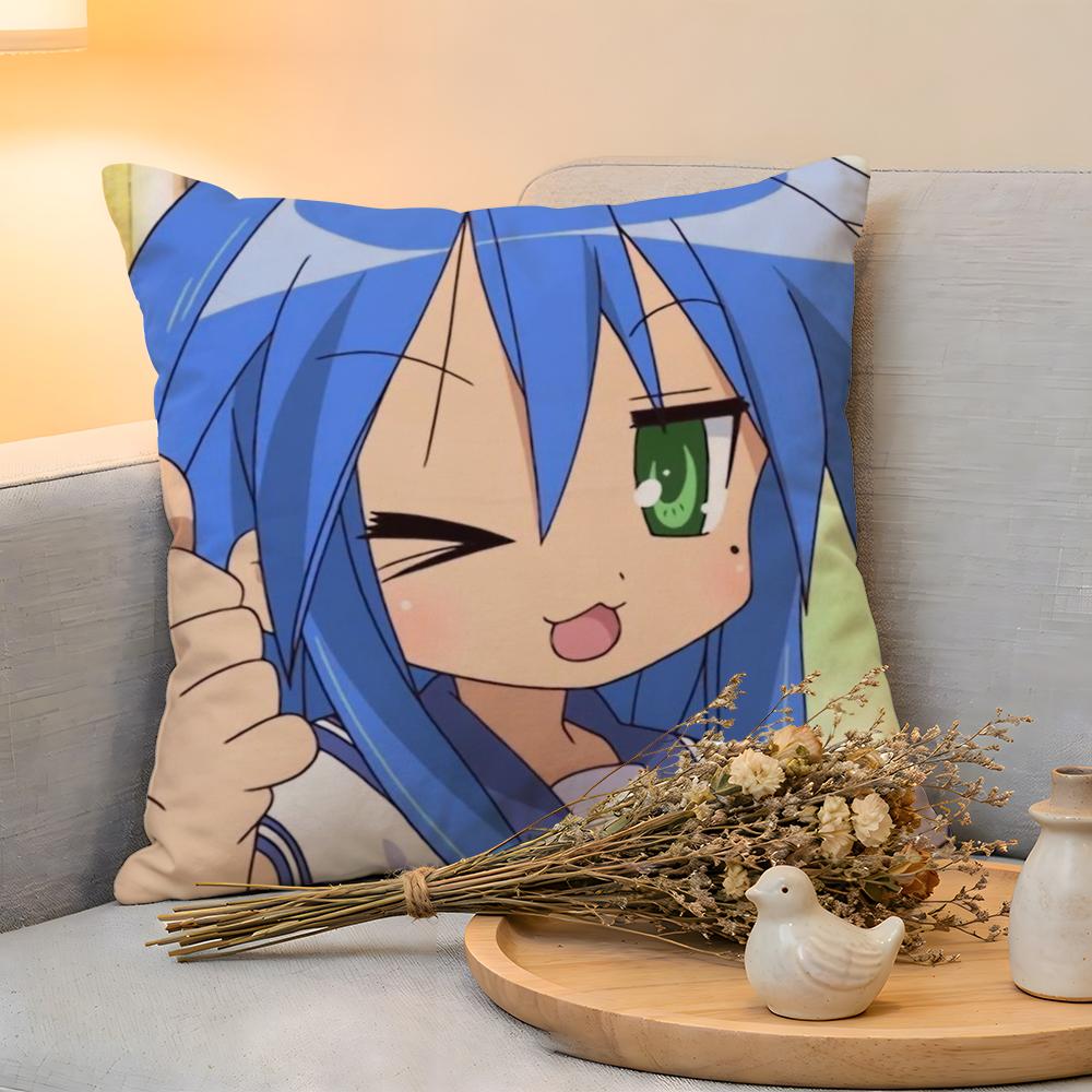 Cushion Cover  Linen  SkinFriendly Soft Decorative Case For Sofa Home Decor Anime LLucky Star Kkonata Pillow cover