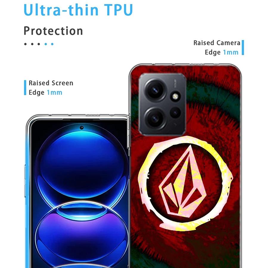 Volcom Logo Phone Case For Redmi Note 14 13 12 11 Pro Plus 14S 12S 11S 11T 11E 10S 9S 10 9 Pro Cover TPU Shell Coque