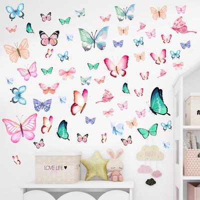 Stickers Muraux Luminescents Commerce Extérieur, Design Papillon Rose Bleu Vert, Chambre de Fille Chambre d'Enfant, Maternelle