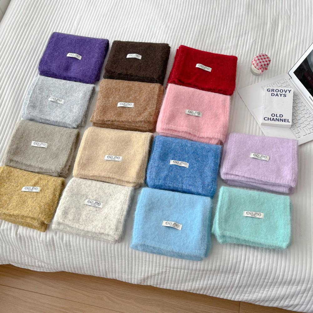 Ocean blue knitted scarf female new blended Korean versatile atmosphere student neck scarf