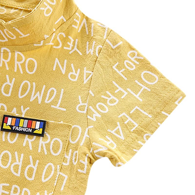 Summer Baby Boys Casual Kortermet Letter Print T-skjorte Topper+Shorts kostymesett