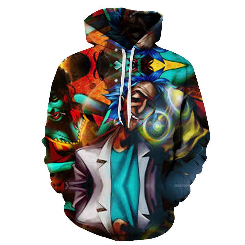 3d And Rick Print Womenmen Pullover Hoodie Sweatshirt Tops Jumper