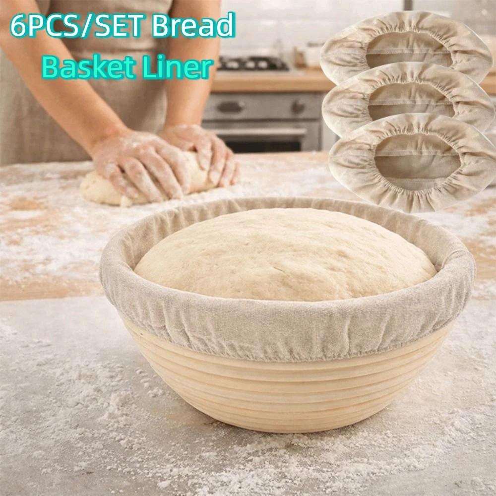 6 Pieces Round/Oval Bread Basket Liner Breathable Bread Proofing Cloth  DIY Baking