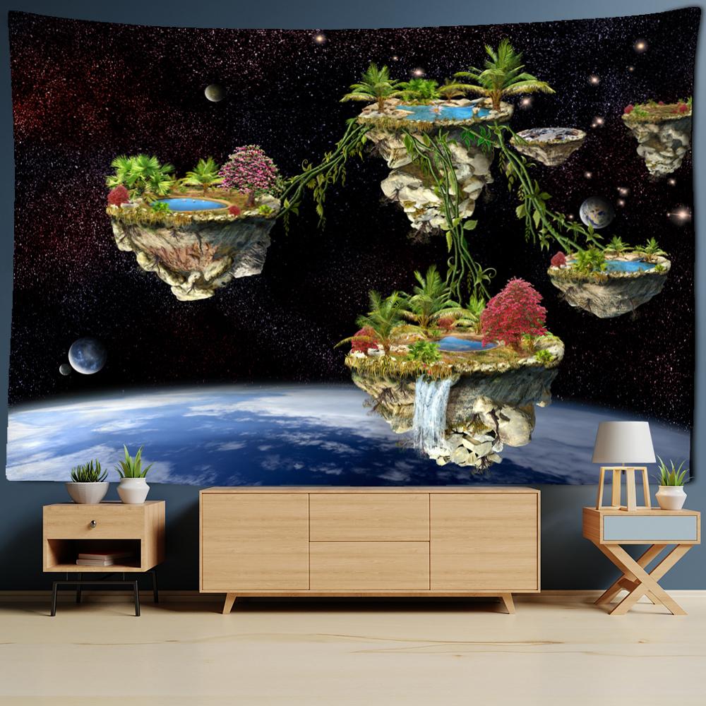 Island In the Stars Tapestry Wall Hanging Bohemian Aesthetics Nature Landscape Art Home Dorm Living Room Decor