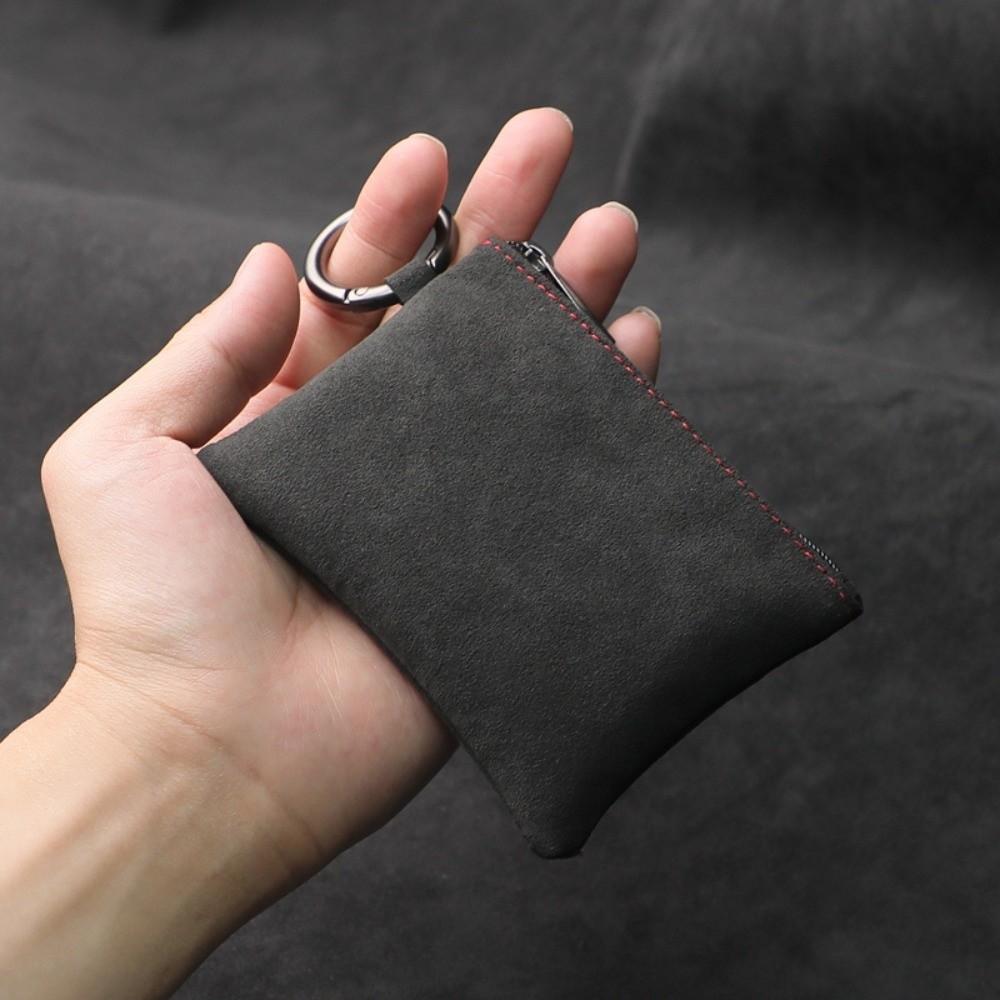Large-Capacity Zipper Key Pouch Bag Key Cover Suede Leather Key Case for Automotive Keys