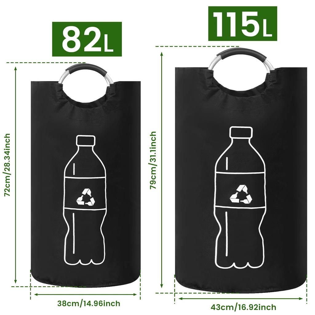 82/115L Cesto porta bottiglie vuote Pieghevole Borsa raccoglitore bottiglie acque reflue da cucina con manico in alluminio Cestino di grande capacità