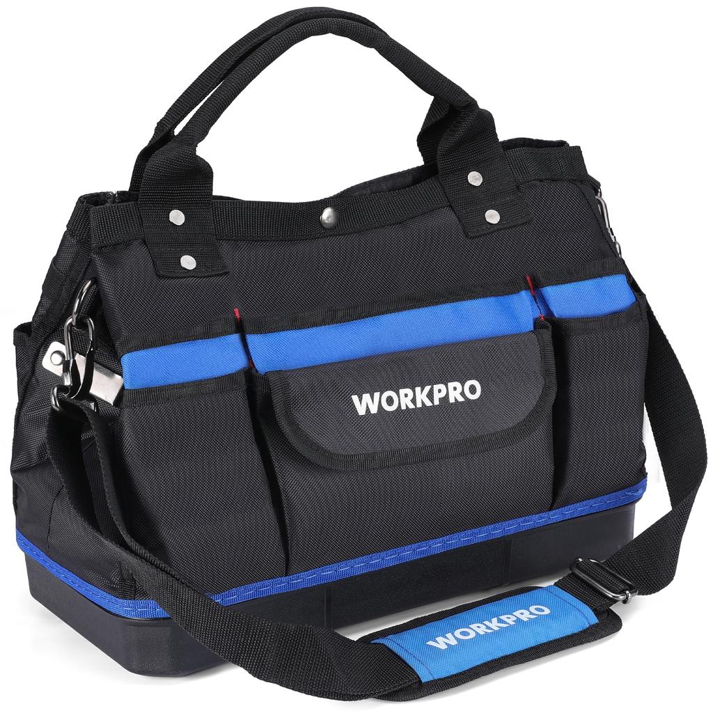 WORKPRO Tool Tool Storage Bag with Shoulder Large 1680D Oxford Large 39cm Long X Wide X for Home and Outdoors Bag, Strap, Opening, Cloth,