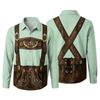 Camicia da uomo per l'Oktoberfest con stampa 3D, vestibilità larga, manica lunga, colletto, casual, stile vintage, traspirante, per lavoro, festival all'aperto, festa