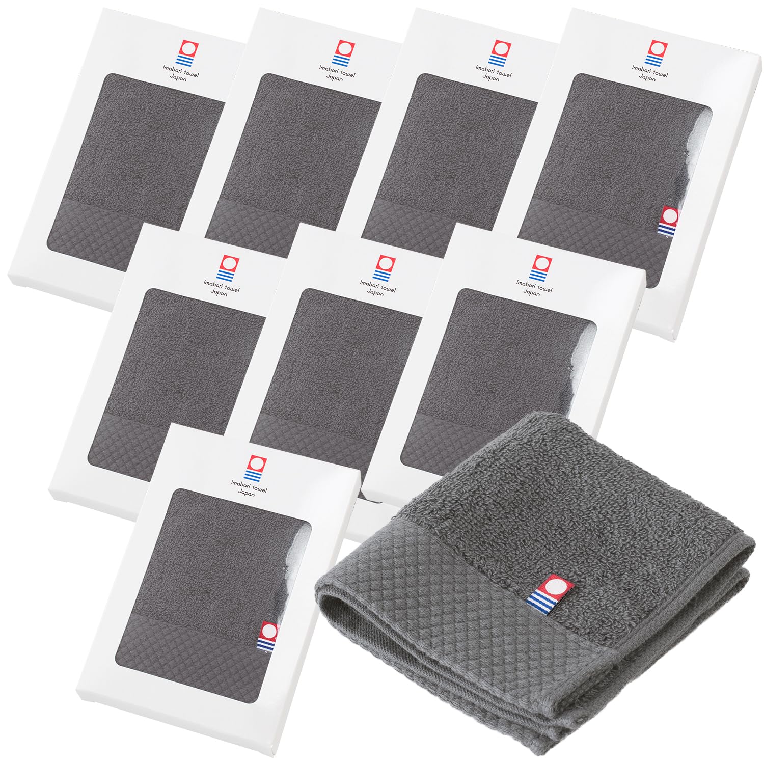 

Bloom Imabari Towel Certified Small Gift Set of Gift 22 x 23 Individually Made in Cotton Handkerchiefs, 8, Ciel, Boxed, cm, Wrapped, Japan, 100%