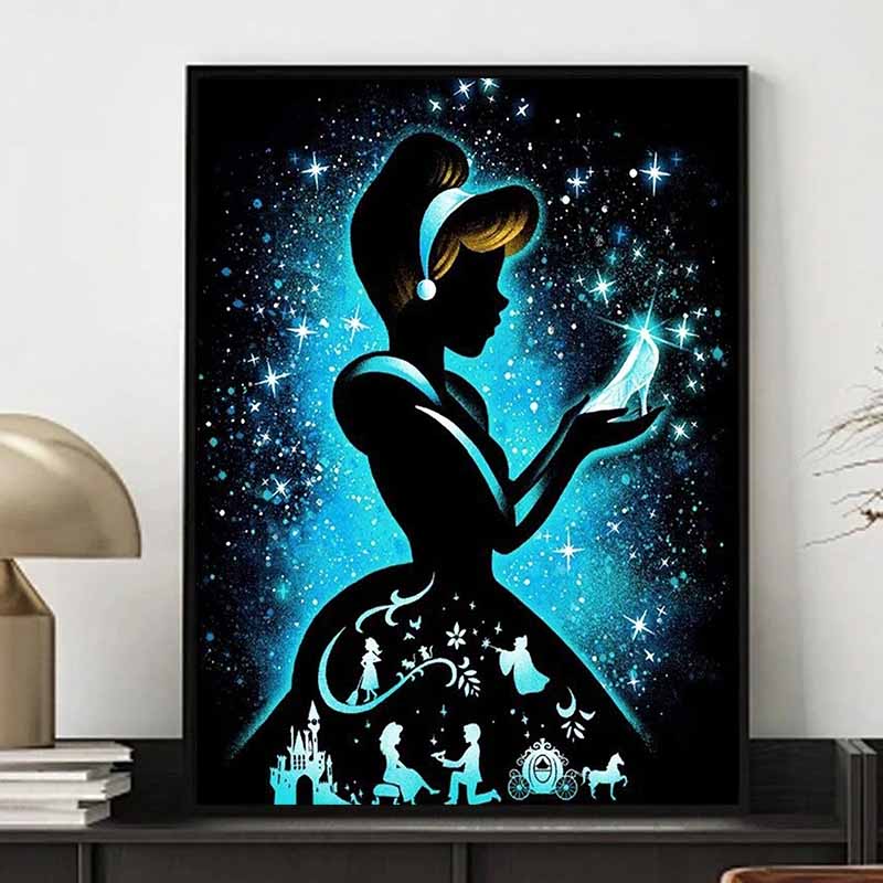 Disney Diamond Painting Cinderella Magical Silhouette Themed Decorative Painting Mosaic Handicraft Hobby DIY Gift Home Decoration Embroidery
