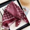 Cotton and linen geometric polka dots retro printed silk scarf women's square scarf high-end shawl sunscreen neck scarf headscarf scarf