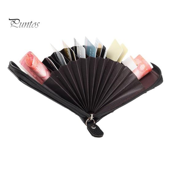 Coin Purse with 14 Card Slots Large Capacity Card Holder ID Window Anti-theft Zipper Closure Faux Leather Firm Stitching Portable Wallet
