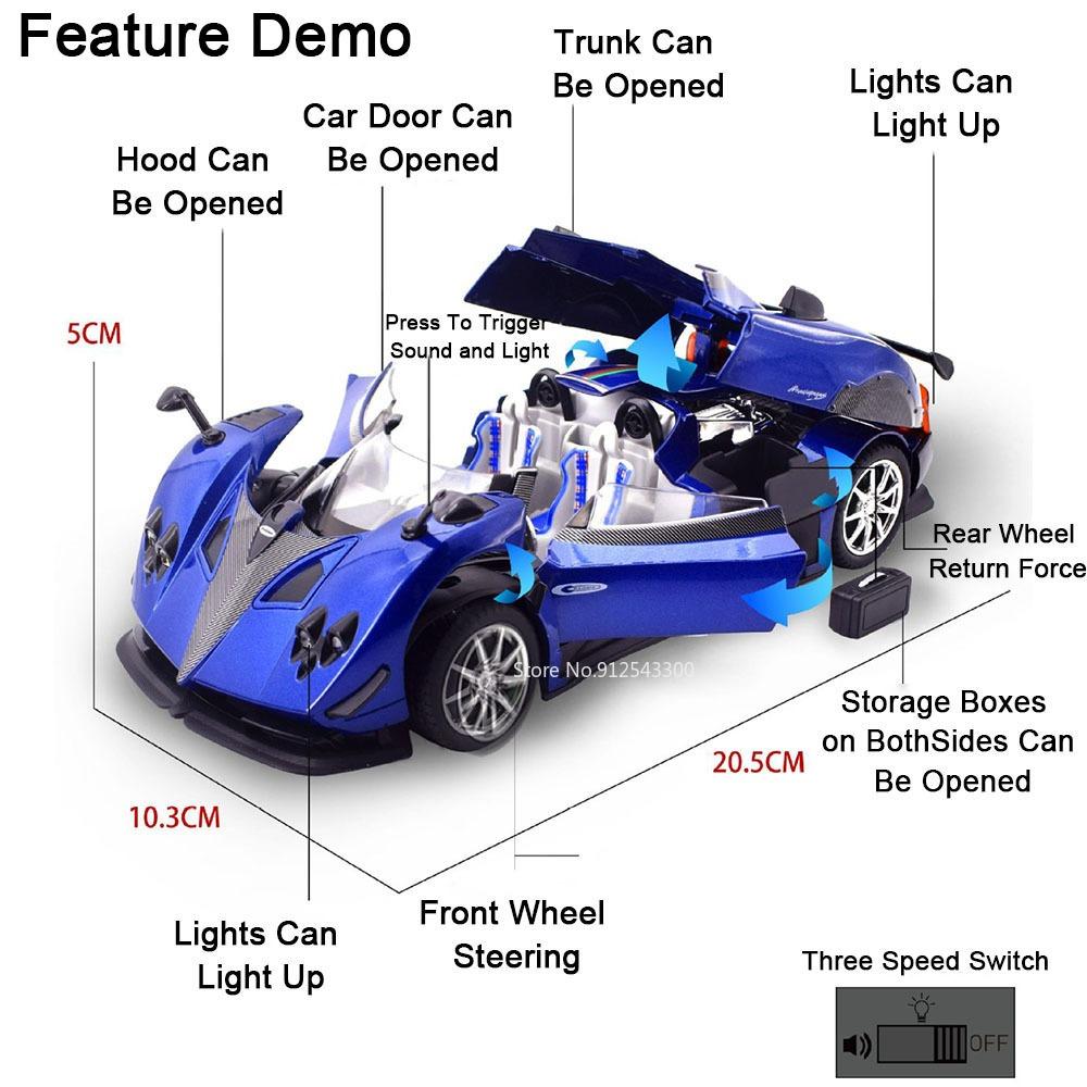 1:24 Scale Pagani Huayra BC Zonda HP Car Toy Model Metal Diecast Miniature Light Music Vehicles Models Hobby Ornaments Gifts