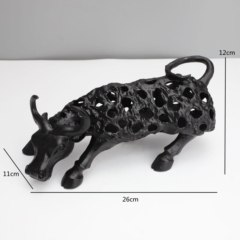 Abstrakte Gusseisen-Ochsen-Bauer-Skulptur Ornament, Minimalistisches Schwarzes Metall-Bullen-Tier-Modell Statue, Wohnzimmerdekoration