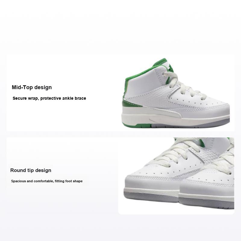 Air Jordan 2 Retro TD Lucky Green Детские Кроссовки Белый Парус Светло-Стальной Серый DQ8563-103 21