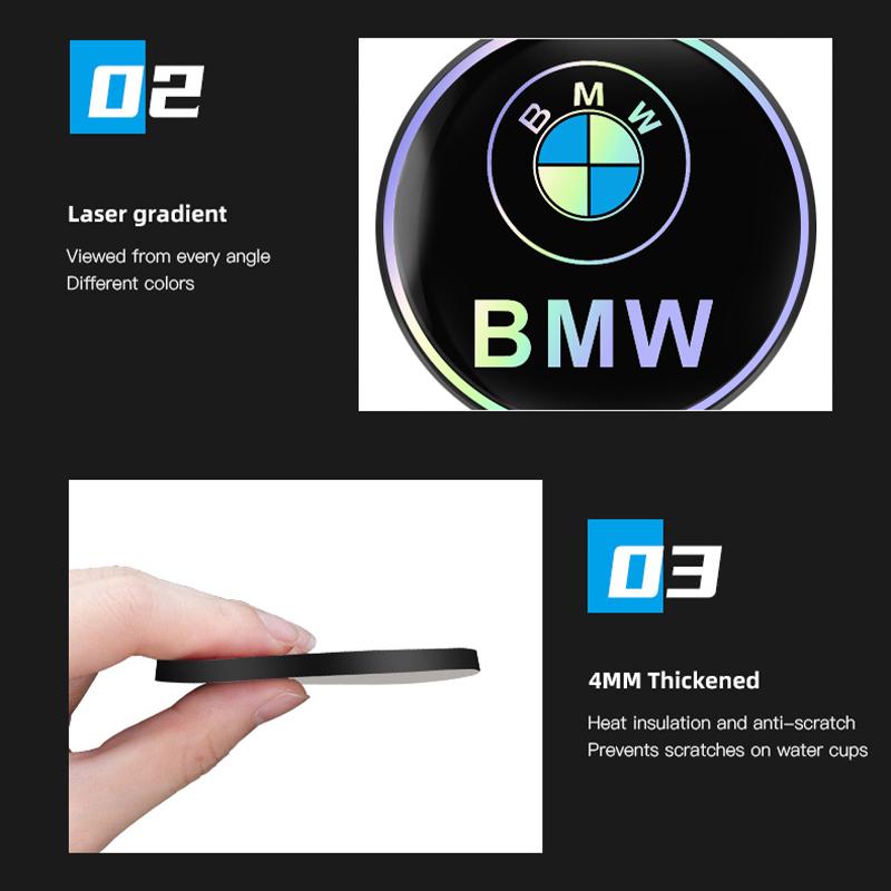 2Pcs Car Coasters Shockproof Water Goblet Mat For BMW i4 F11 F30 F40 E90 F20 E46 E60 E70 E39 Car Interior Water Cup Holder Pad blhn58