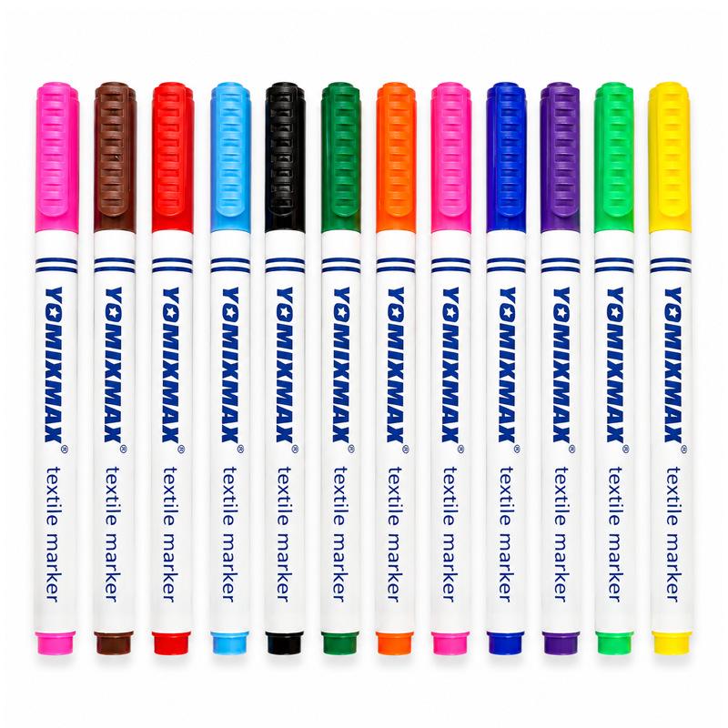 12-Color Fabric Painting Textile Pens for DIY Cotton T-Shirts and Canvas