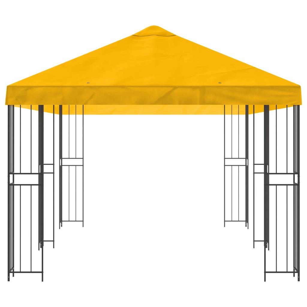 Pavilion with Side Walls 6 X 3 M Yellow Polyester and Steel 190 G M²