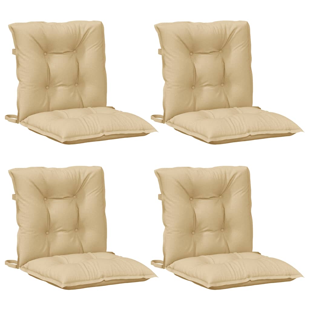 Low back Chair Cushions 4 pcs Beige Melange 100 x 50 x 7 cm Fabric