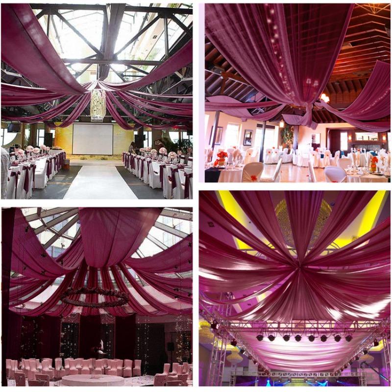 1 pezzo Tende da soffitto colorate per matrimonio Decorazione Tenda in chiffon lucido Drappeggio per cerimonia all'aperto di matrimonio Decorazione per feste