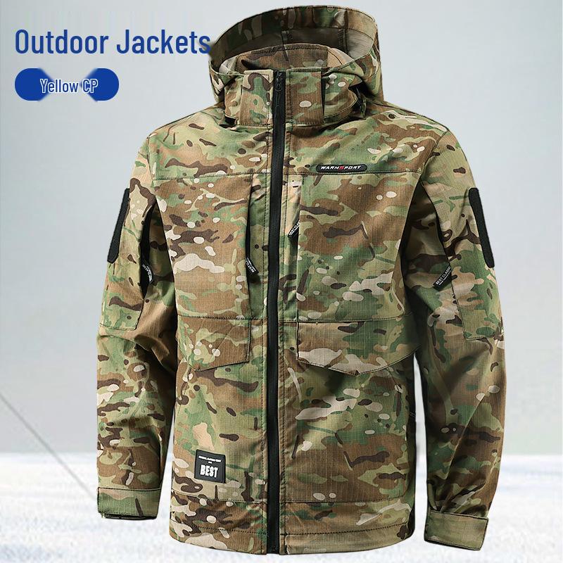 

Men s Hooded Camouflage Jacket: Durable Workwear for Spring & Autumn - Tear-Resistant Labor Protection and Outdoor Training Uniform 170 [Recommended 110-120 lbs]