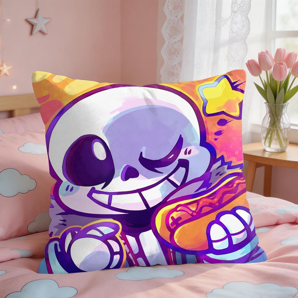 SSans Undertale Anime Cushion Cover Square Short Plush Pillow Case Living Room Sofa Home Decor Funda X
