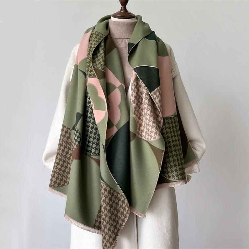Luxury Winter Imitation Wool Scarf Women Cashmere Warm Pashmina Brand Foulard Female Shawls Wraps Thick Soft Bufanda Scarves