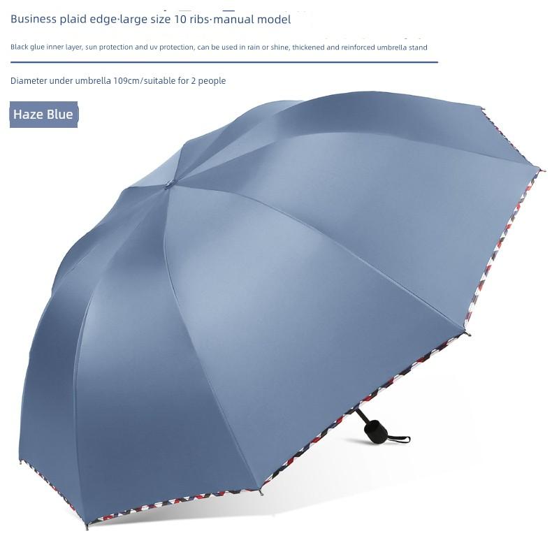 Large Thickened Windproof Reinforced Umbrella for Heavy Rain with Logo, Foldable Dual-Use Black Coating for Sun Protection and Uv Protection