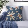Daisy Blue Square Jacquard Pillow Cover for Sofa Office Waist Cushion Cover Home Decorative Pillowcase