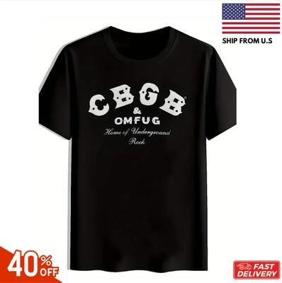 Men's Vintage Rock Band Graphic T- Shirt-CBGB & HOM OF UNDERGROUND ROCK Print Fan