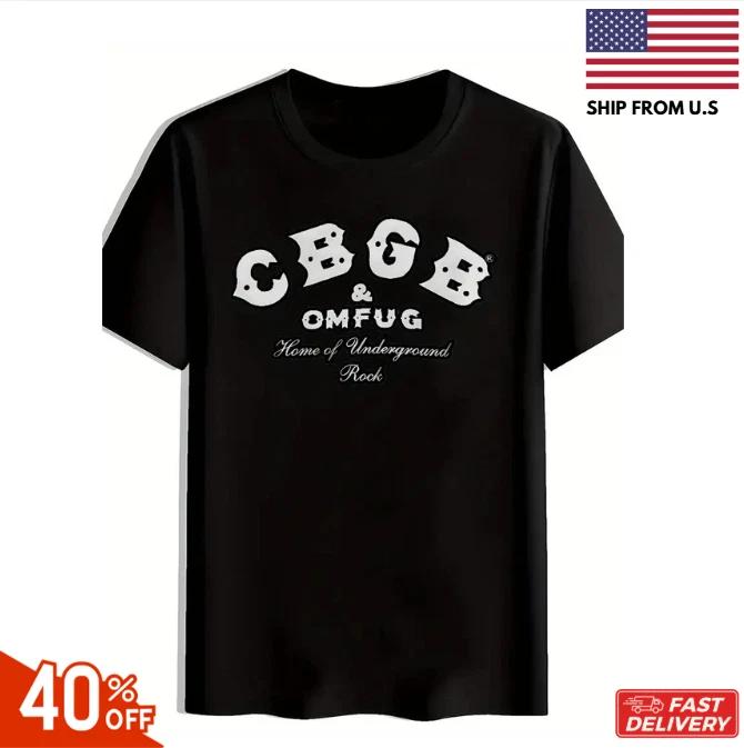 Men's Vintage Rock Band Graphic T- Shirt-CBGB & HOM OF UNDERGROUND ROCK Print fan