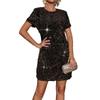Spring/summer Women's Fashion Short-sleeved Sequined Slim-fit Dress