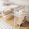 Bunk Bed (140 X 200) with Stable Metal Frame, Removable Upholstered Sofa, Storage Space and Safety Staircase. Suitable for Children and Adults White