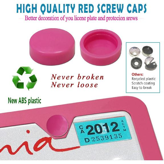 BGGTMO Pink License Plate Frames- Metal Aluminum Car Tag Cover, 2 Pack Slim Front & Rear Holders For US Vehicles, Rust/Rattle Proof, Cute Car