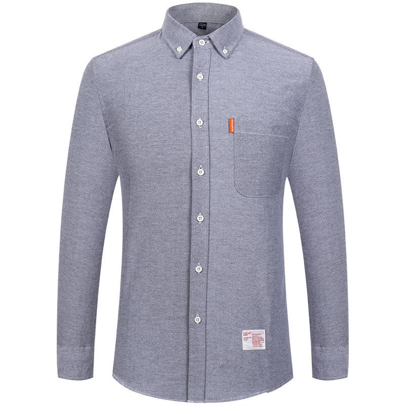 New Men's Oxford Shirts Long Sleeve 100% Cotton Solid Color Turn Down Collar Regular Fit Button-down Shirt Daily Men Clothing