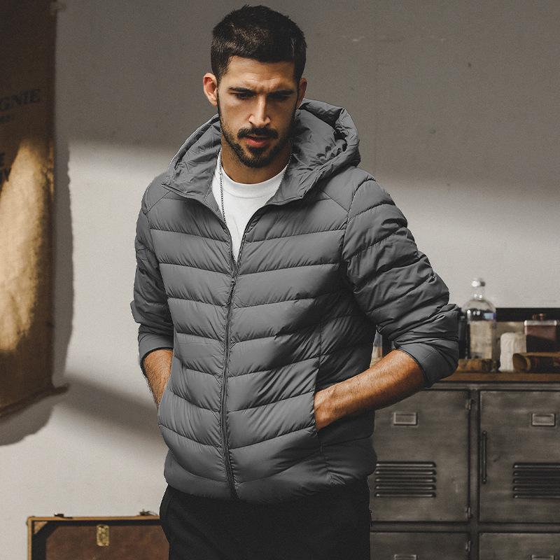 Men's Lightweight Down Jacket - Portable, Anti-static, Winter Hooded for Hiking, Travel, and Mountaineering