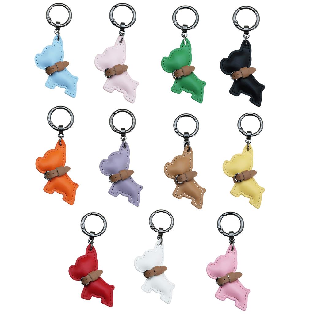 Mini-Schlüsselanhänger mit französischer Bulldogge, PU-Leder, hübsch gestalteter Anhänger, hängendes Ornament für Autoschlüssel und Taschen