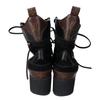 LOUIS VUITTON Monogram xhair calf lace-up boots shoes 38Used