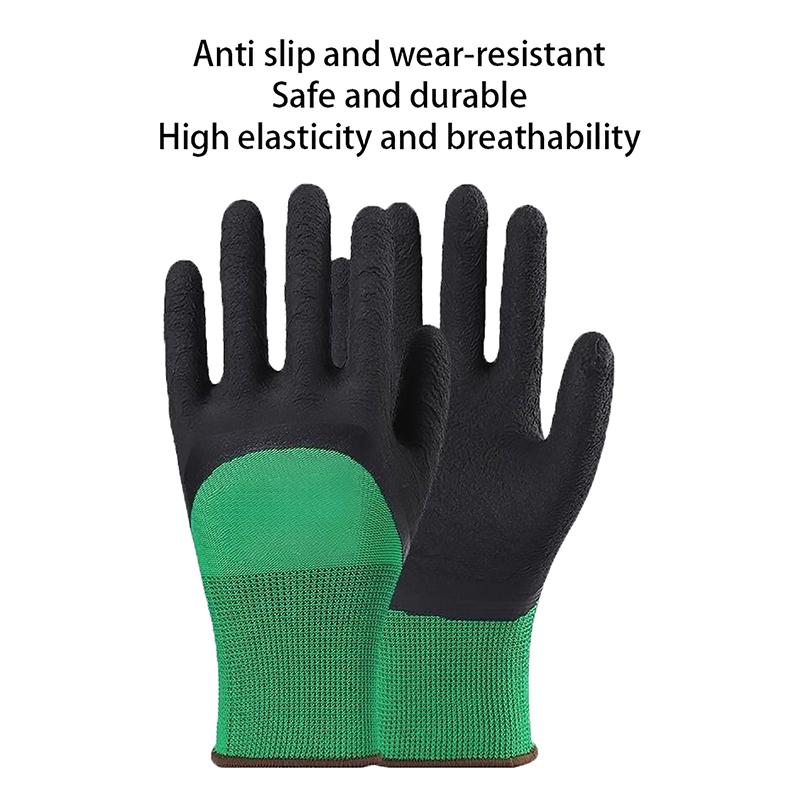 1 Pair Super Grip Working Gloves Rubber Coated Anti-Slip Waterproof Wear-Resistant Garden Gloves For Garden Repairing Builder