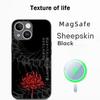 Japan art red spider lily pattern Phone Case For iPhone 17 16 15 14 13 12 Plus Pro Max  High-end Luxury Magsafe Sheepskin