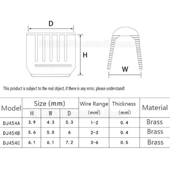 100Pcs DJ454 1-6mm2 U-Shaped Copper Wire Crimps Terminal Cold Pressing Connectors Docking Wire Connectors For Wire Tab Terminal