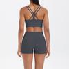 Nude Brushed Cross Back Bra, Casual Sports, Hip Lifting Shorts, Fitness Yoga Suit Two-piece Set