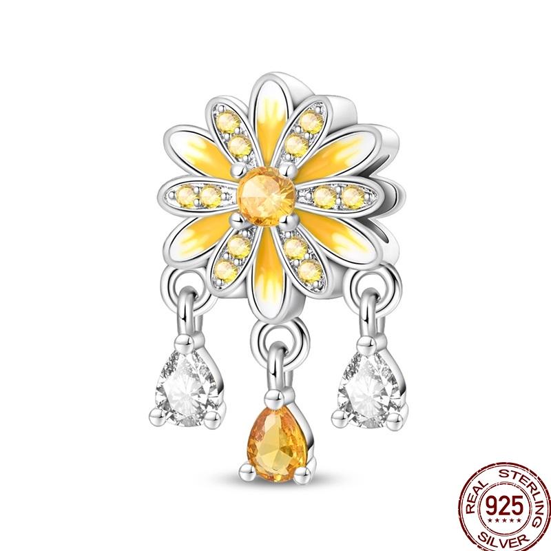 Real Copper Sunflower Series Charm Love Heart Blessing Series Suitable For 3Mm'S Bracelet Ladies Fine Jewelry Gift