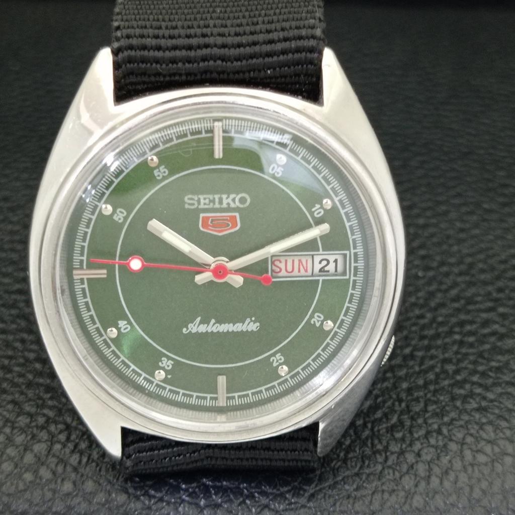 JAPAN VINTAGE SEIKO 5 AUTOMATIC 6309A MENS GREEN COLOR DIAL WATCH a701248-5 R206a-a701248
