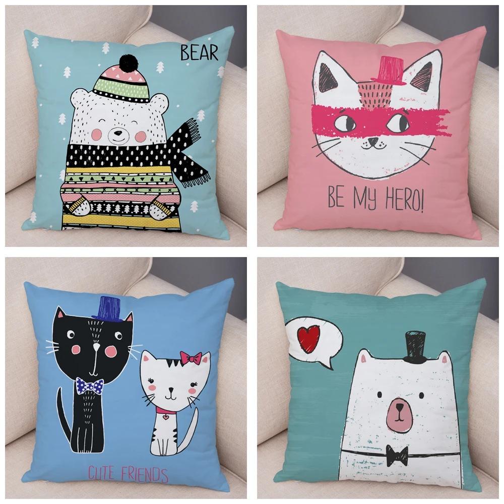 Colorful Pet Cat Decorative Pillowcase Office Living Room Car Ornaments Home Pillowcase